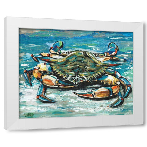 Blue Palette Crab I White Modern Wood Framed Art Print by Vitaletti, Carolee