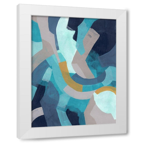 Puzzle Blues I White Modern Wood Framed Art Print by Vess, June Erica