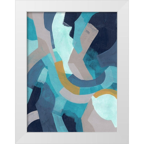 Puzzle Blues I White Modern Wood Framed Art Print by Vess, June Erica