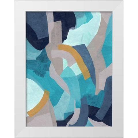 Puzzle Blues II White Modern Wood Framed Art Print by Vess, June Erica