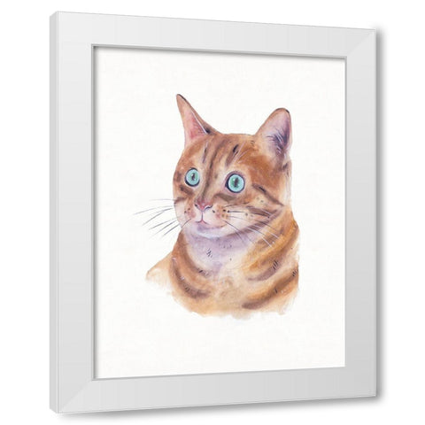 Orange Cat II White Modern Wood Framed Art Print by Wang, Melissa