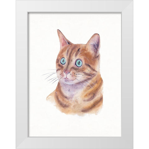 Orange Cat II White Modern Wood Framed Art Print by Wang, Melissa