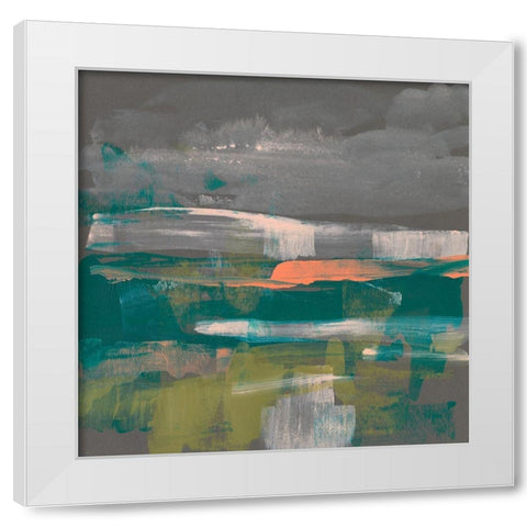 Emerald and Coral Glimpse III White Modern Wood Framed Art Print by Goldberger, Jennifer