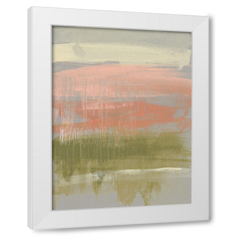 Coral and Olive Striations I White Modern Wood Framed Art Print by Goldberger, Jennifer