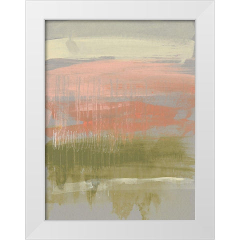 Coral and Olive Striations I White Modern Wood Framed Art Print by Goldberger, Jennifer