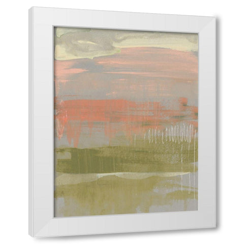 Coral and Olive Striations II White Modern Wood Framed Art Print by Goldberger, Jennifer