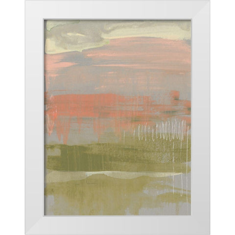 Coral and Olive Striations II White Modern Wood Framed Art Print by Goldberger, Jennifer