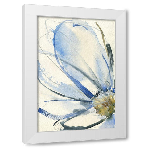 Cobalt and Paynes Petals I White Modern Wood Framed Art Print by Goldberger, Jennifer