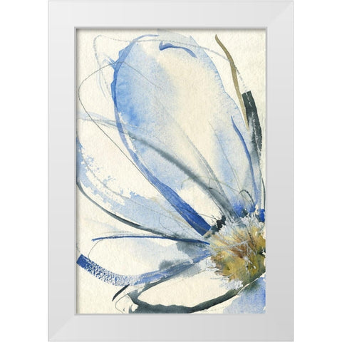 Cobalt and Paynes Petals I White Modern Wood Framed Art Print by Goldberger, Jennifer