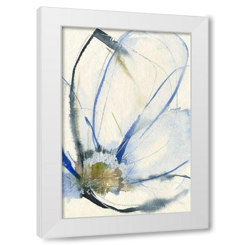 Cobalt and Paynes Petals II White Modern Wood Framed Art Print by Goldberger, Jennifer