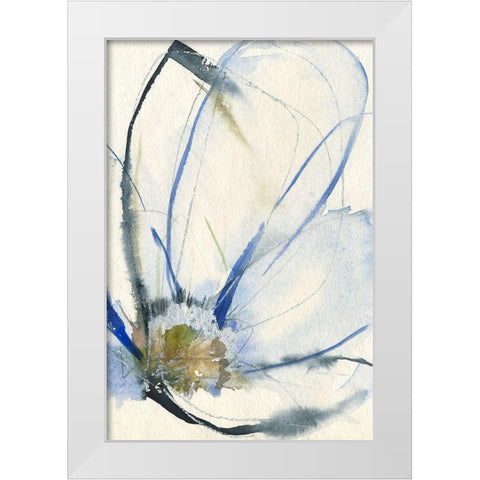 Cobalt and Paynes Petals II White Modern Wood Framed Art Print by Goldberger, Jennifer