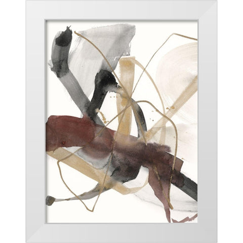 Burgundy Interjection I White Modern Wood Framed Art Print by Goldberger, Jennifer