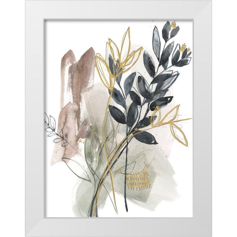 Bundled Leaves I White Modern Wood Framed Art Print by Goldberger, Jennifer