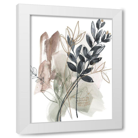 Bundled Leaves I White Modern Wood Framed Art Print by Goldberger, Jennifer