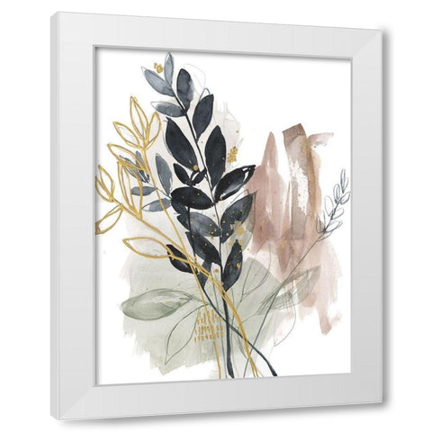 Bundled Leaves II White Modern Wood Framed Art Print by Goldberger, Jennifer