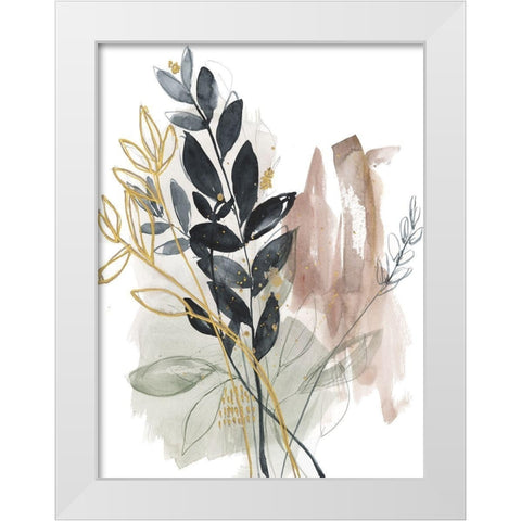 Bundled Leaves II White Modern Wood Framed Art Print by Goldberger, Jennifer