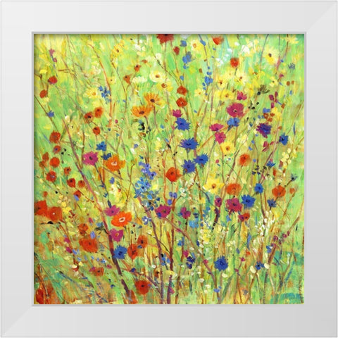 Wildflower Patch II White Modern Wood Framed Art Print by OToole, Tim