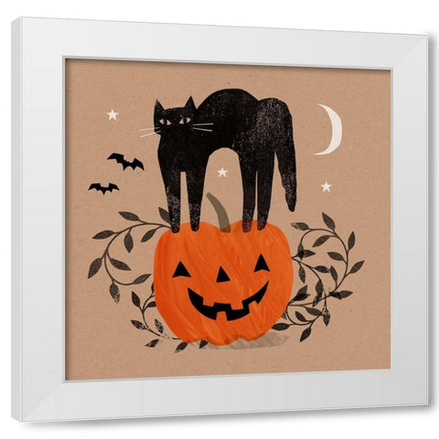 Graphic Halloween I White Modern Wood Framed Art Print by Barnes, Victoria