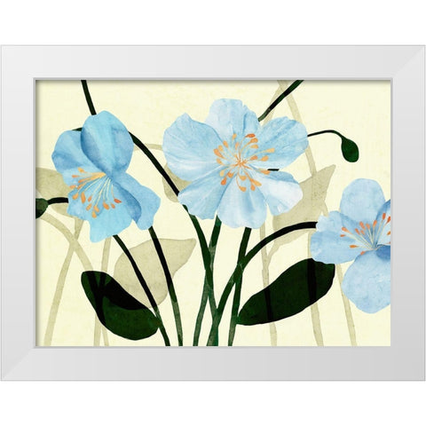 Blue Poppies I White Modern Wood Framed Art Print by Warren, Annie