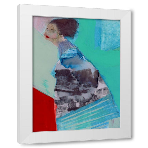 Walking Woman III White Modern Wood Framed Art Print by Cartissi