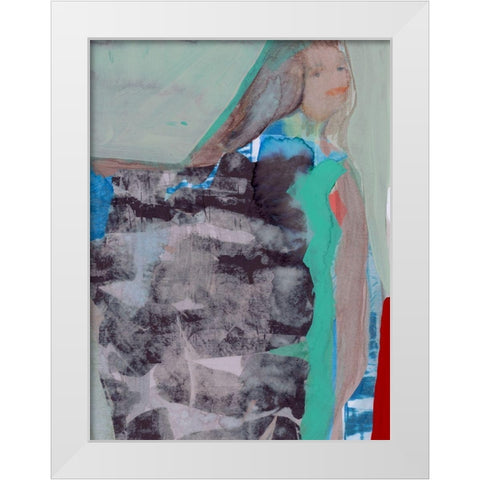 Walking Woman IV White Modern Wood Framed Art Print by Cartissi