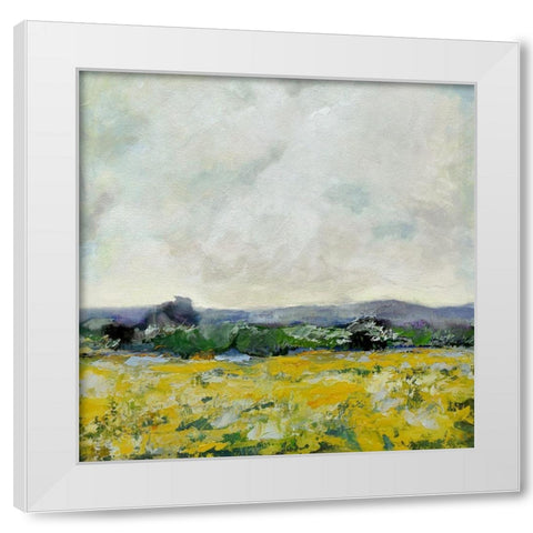 Marigold Field White Modern Wood Framed Art Print by Evelia Designs