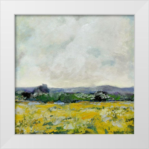 Marigold Field White Modern Wood Framed Art Print by Evelia Designs