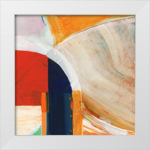 Blue Orange I White Modern Wood Framed Art Print by Cartissi