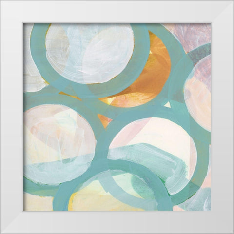 Aqua Circles I White Modern Wood Framed Art Print by Cartissi