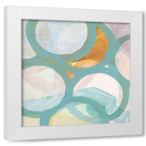 Aqua Circles I White Modern Wood Framed Art Print by Unknown
