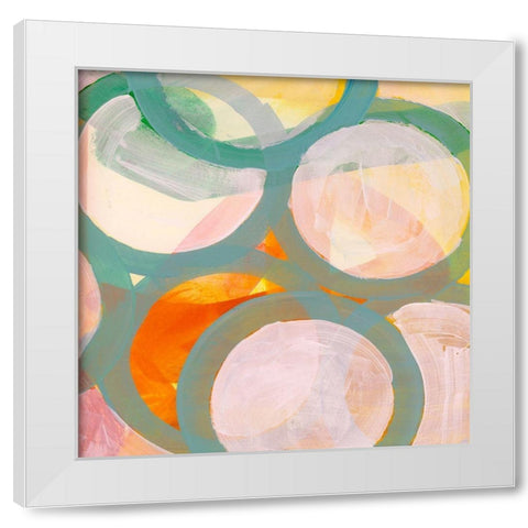 Aqua Circles II White Modern Wood Framed Art Print by Cartissi