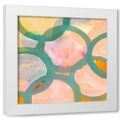 Aqua Circles IV White Modern Wood Framed Art Print by Cartissi