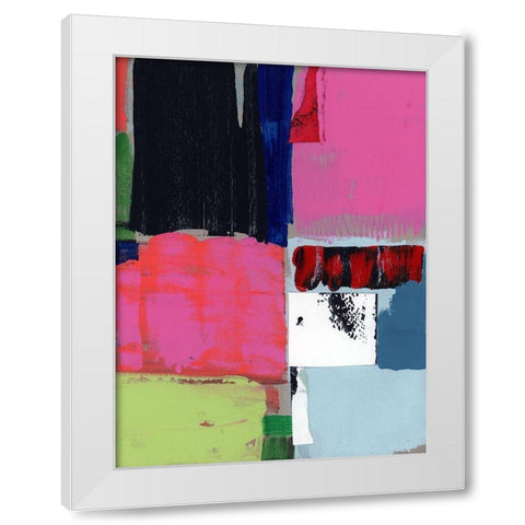 Pink Blocks I White Modern Wood Framed Art Print by Cartissi