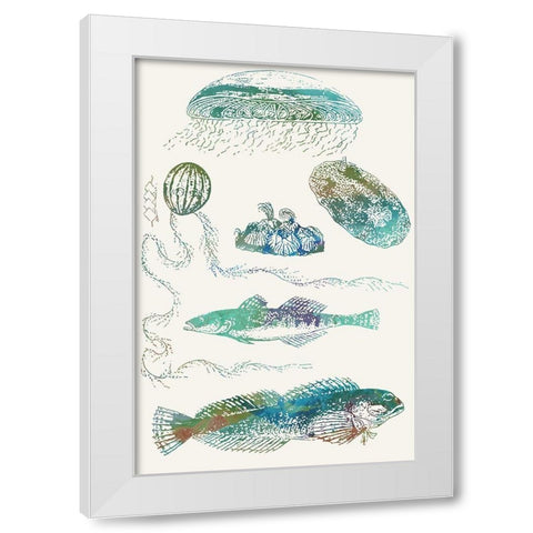 Aquatic Assemblage IX White Modern Wood Framed Art Print by Chandler, Sharon