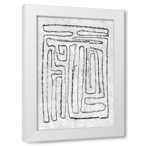 Black and White Runes I White Modern Wood Framed Art Print by Goldberger, Jennifer