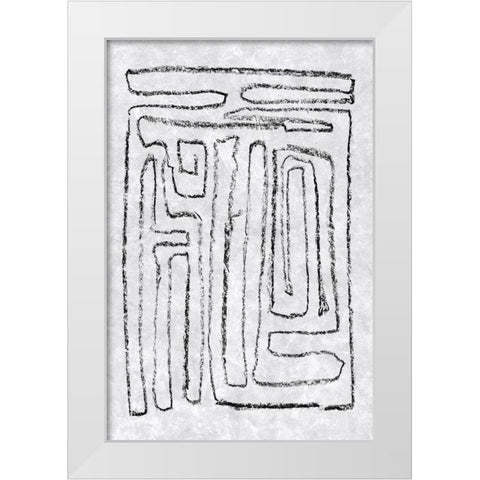 Black and White Runes I White Modern Wood Framed Art Print by Goldberger, Jennifer