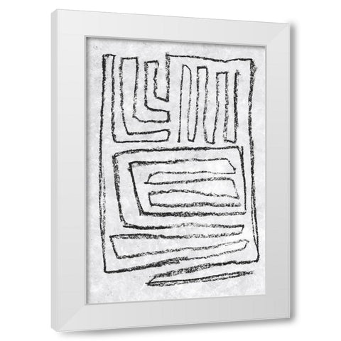 Black and White Runes II White Modern Wood Framed Art Print by Goldberger, Jennifer