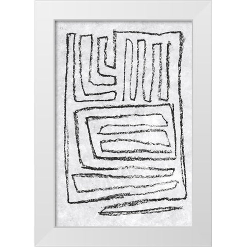 Black and White Runes II White Modern Wood Framed Art Print by Goldberger, Jennifer