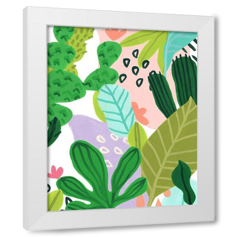 Party Plants I White Modern Wood Framed Art Print by Vess, June Erica