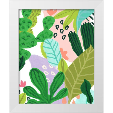 Party Plants I White Modern Wood Framed Art Print by Vess, June Erica