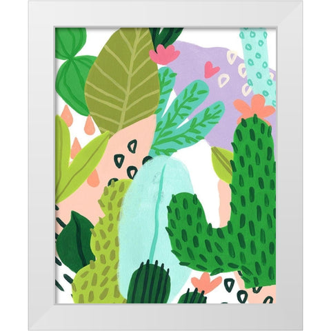 Party Plants II White Modern Wood Framed Art Print by Vess, June Erica