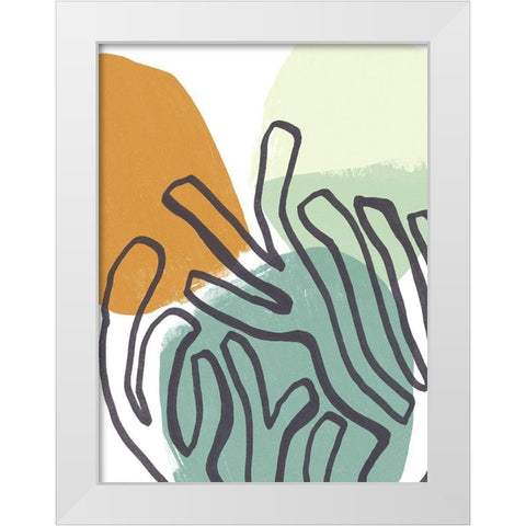 Midcentury Modern Coral I White Modern Wood Framed Art Print by Vess, June Erica