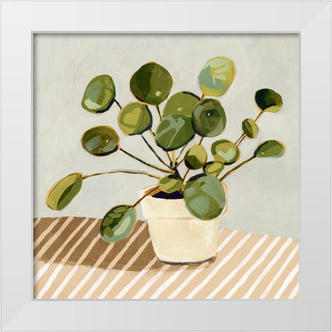 Plant on Stripes I White Modern Wood Framed Art Print by Barnes, Victoria