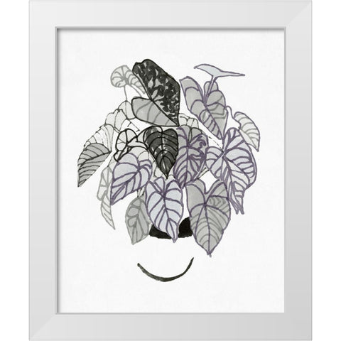 BandW Indoor Plant I White Modern Wood Framed Art Print by Stellar Design Studio