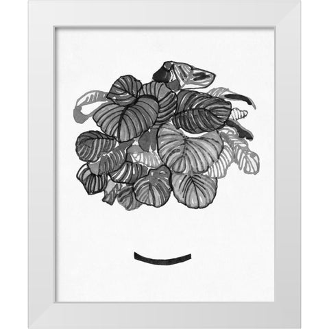 BandW Indoor Plant II White Modern Wood Framed Art Print by Stellar Design Studio