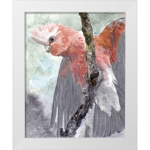 Tropic Parrot II White Modern Wood Framed Art Print by Stellar Design Studio