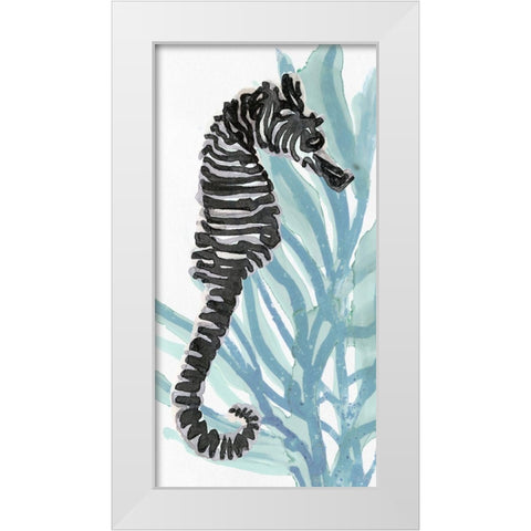 Zebra Seahorse I White Modern Wood Framed Art Print by Stellar Design Studio