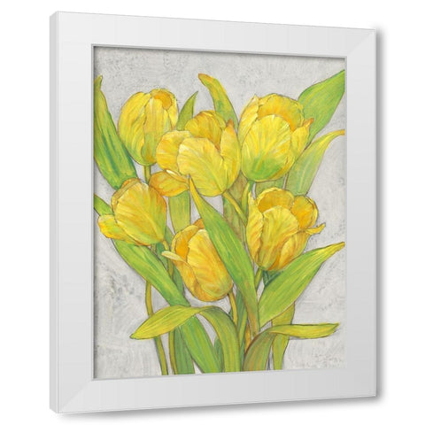 Yellow Tulips I White Modern Wood Framed Art Print by OToole, Tim