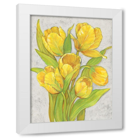 Yellow Tulips II White Modern Wood Framed Art Print by OToole, Tim