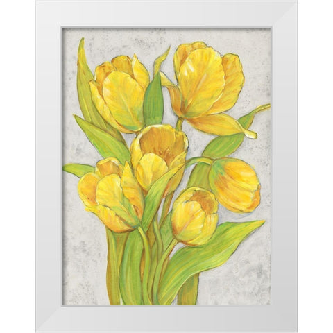 Yellow Tulips II White Modern Wood Framed Art Print by OToole, Tim